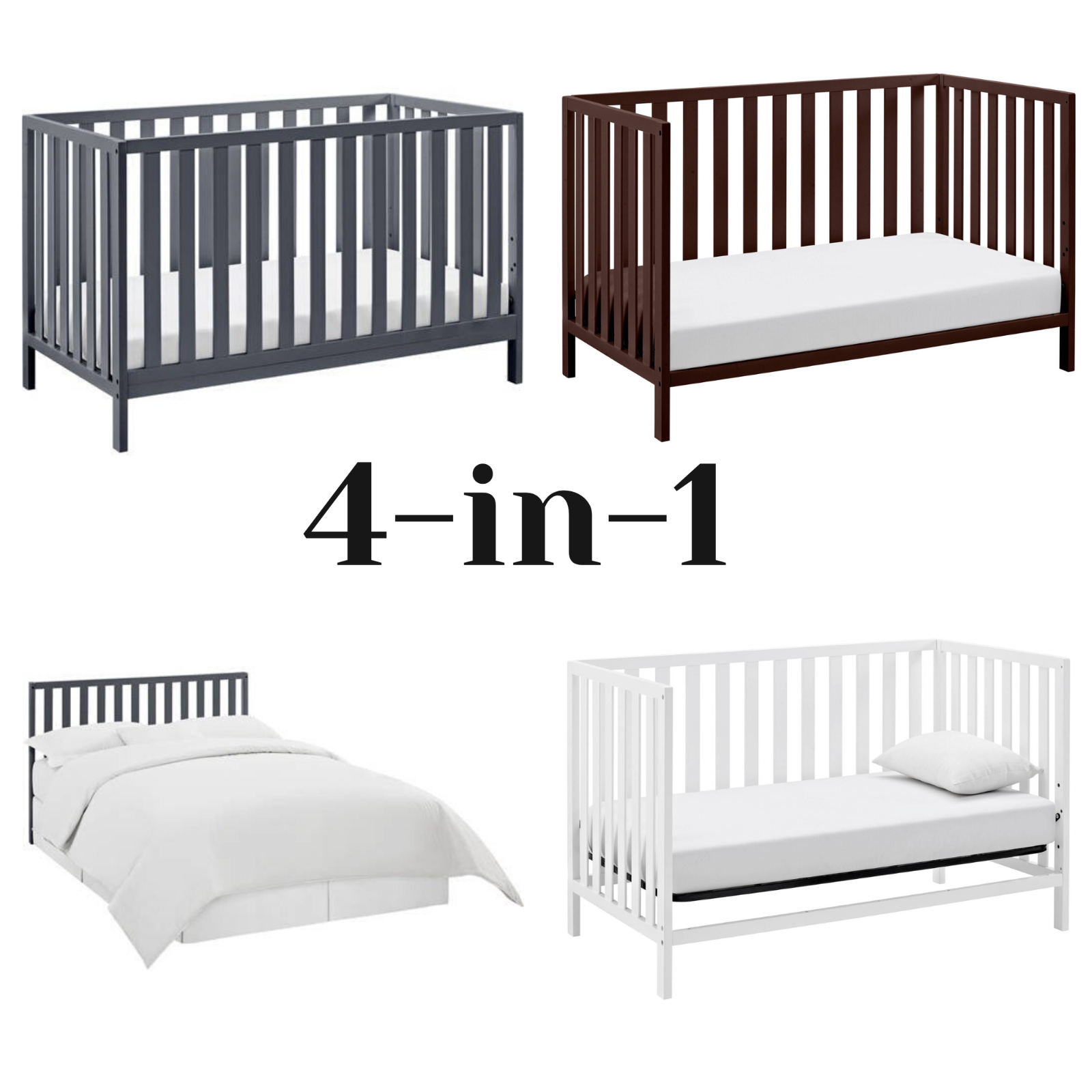 Child Baby Nursery Crib Convertible Full Size Toddler Bed Daybed Multiple Colors